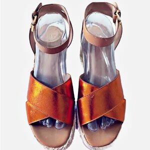 SEY by Seychelles, Cadence, Platform Metallic Orange Espadrilles